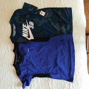 Two size Med Nike boys short sleeve sports shirts, one used, one NWT